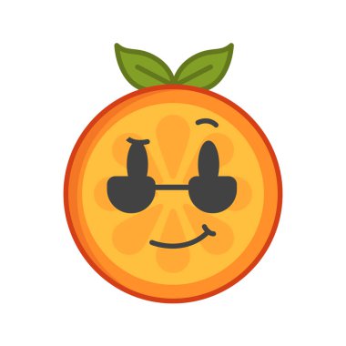 Emoji - güneş gözlüğü ile serin turuncu. İzole vektör.