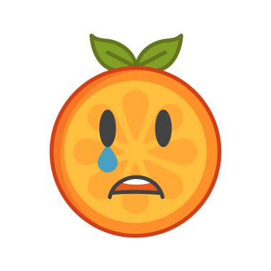 Emoji - turuncu ağlıyor gözyaşları. İzole vektör.