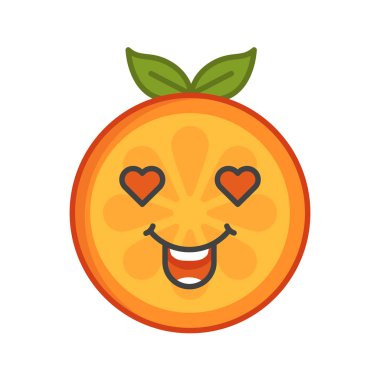Emoji - turuncu mutlu gülümseme aşık. İzole vektör.