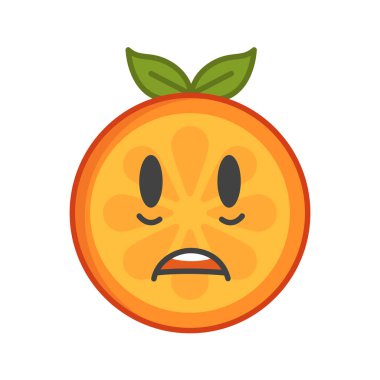 Emoji - şok turuncu gülümseme. İzole vektör.
