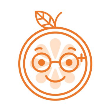 Emoji - akıllı gülümseyen turuncu gözlük. İzole vektör.