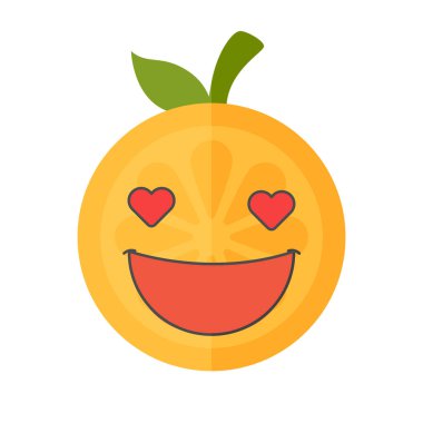 Emoji - turuncu mutlu gülümseme aşık. İzole vektör.