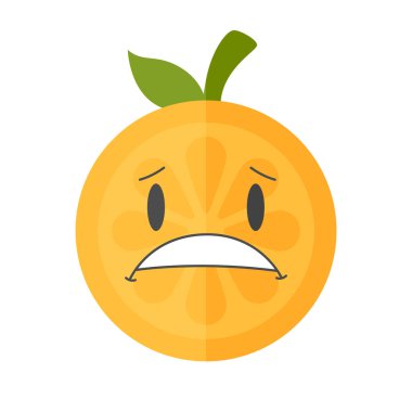 Emoji - şok turuncu gülümseme. İzole vektör.