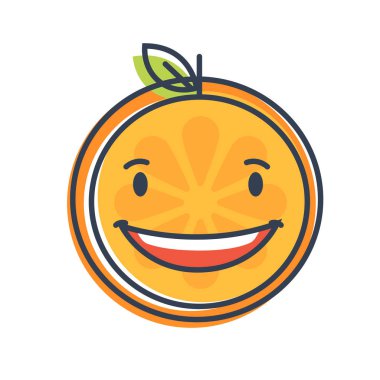 Emoji - gülen portakal gülümseme. İzole vektör.