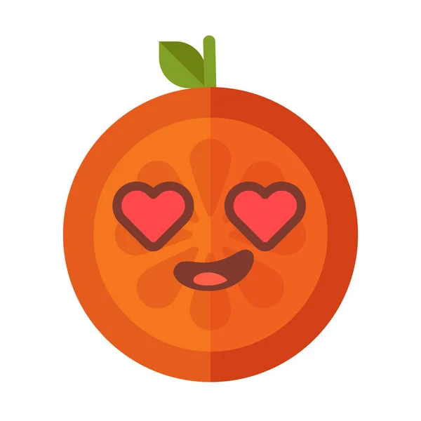 Emoji - turuncu mutlu gülümseme aşık. İzole vektör. — Stok Vektör
