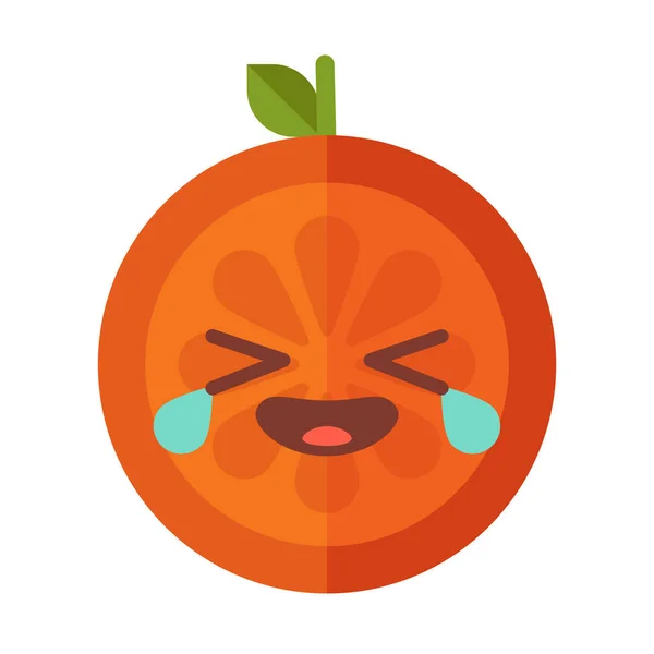 Emoji - riendo con lágrimas sonrisa naranja. Vector aislado . — Archivo Imágenes Vectoriales