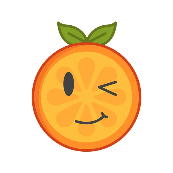 Emoji - winking orange with happy smile. Isolated vector. — Stock Vector