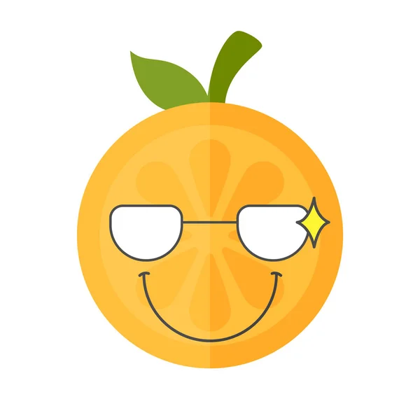 Emoji - akıllı gülümseyen turuncu gözlük. İzole vektör. — Stok Vektör
