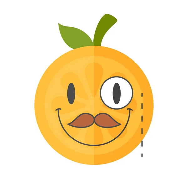 Emoji - gentleman orange smile with mustache and monocle. Isolated vector. — Stock Vector