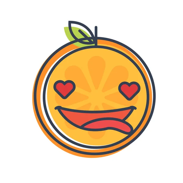 Emoji - orange amoureux avec un sourire heureux. Vecteur isolé . — Image vectorielle