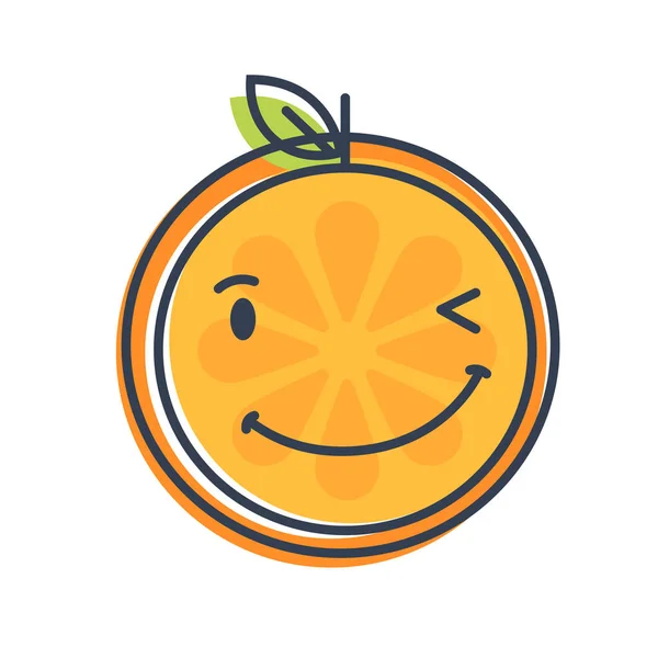 Emoji - guiño naranja con sonrisa feliz. Vector aislado . — Archivo Imágenes Vectoriales