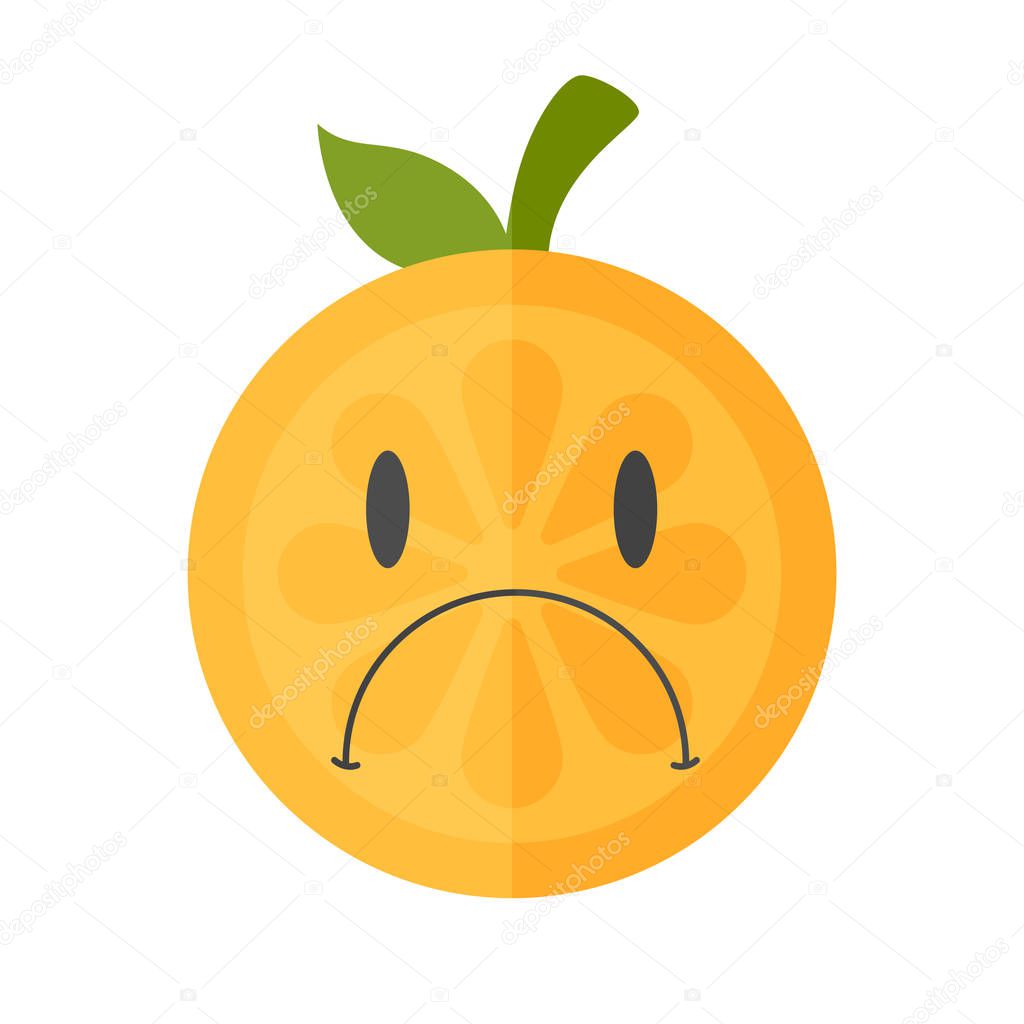 Emoji - sad orange feeling like crying. Isolated vector.