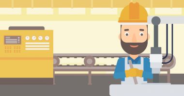 Endüstri/sanayii donatımı ile çalışan adam.