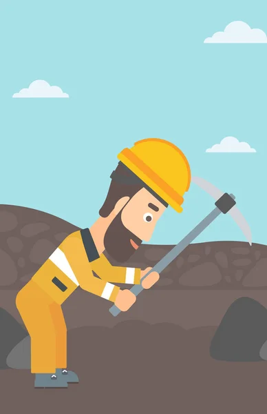 Miner working with pick. — Stock Vector