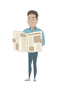 Genç Latin asıllı işadamı okuma gazete.