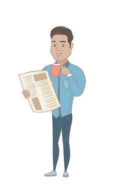 işadamı kahve içme ve gazete okuma.