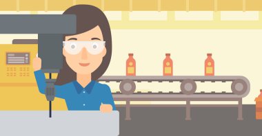 Sıkıcı ile çalışan kadın değirmen.