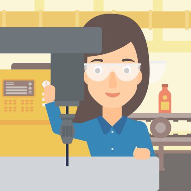 Sıkıcı ile çalışan kadın değirmen.