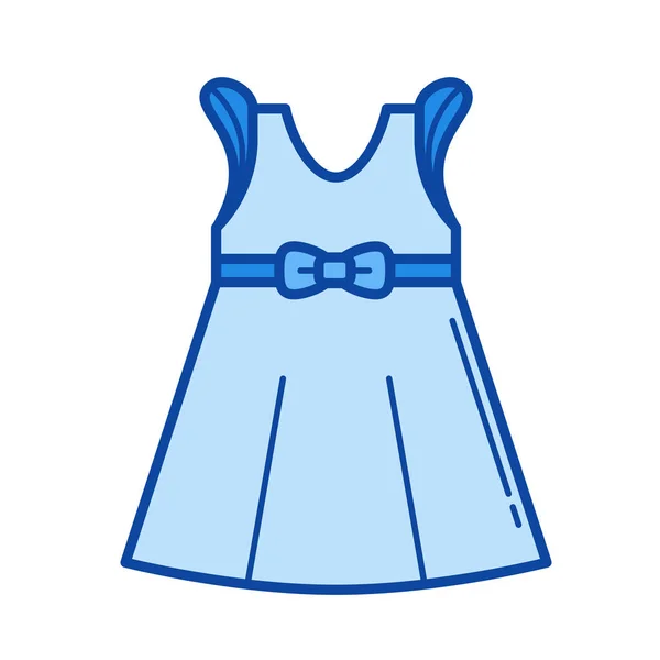Kleine meisje jurk lijn pictogram. — Stockvector