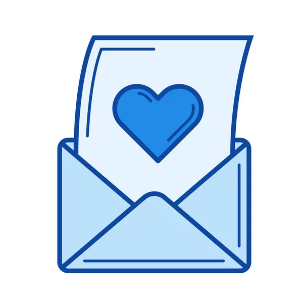 Apri l'icona della linea della lettera d'amore . — Vettoriale Stock