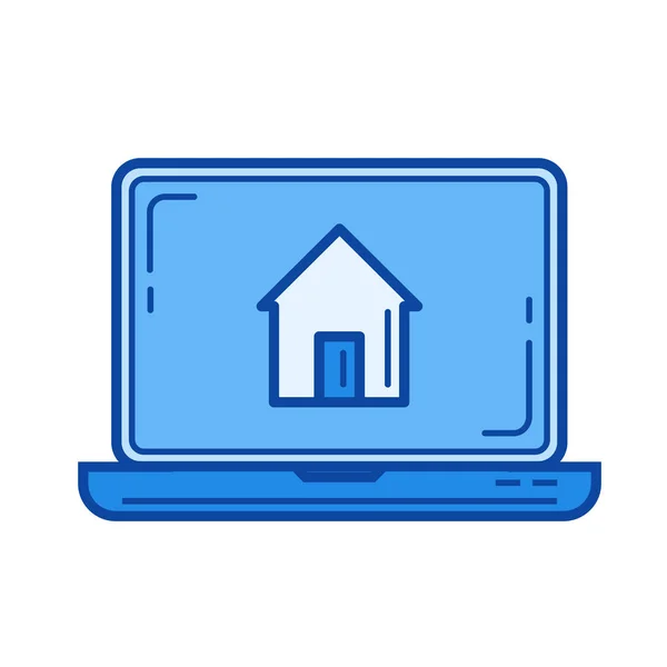 Koupit dům online řádku ikonu. — Stockový vektor