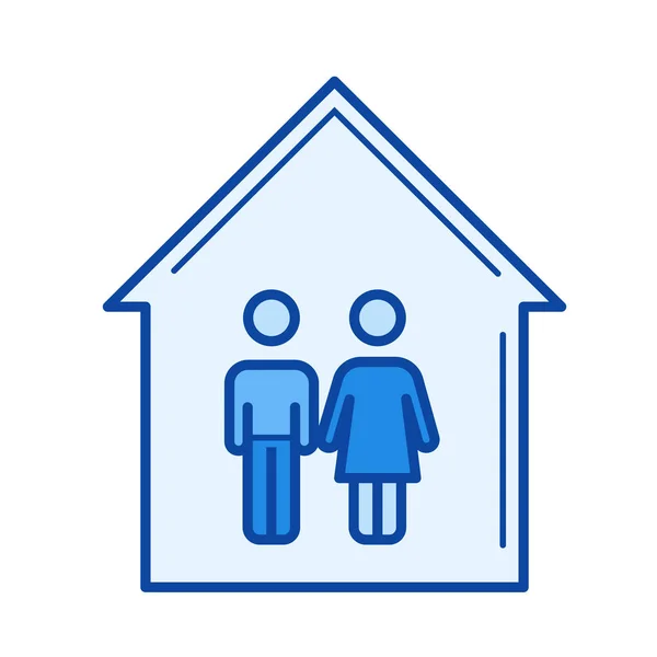 Jeune couple maison ligne icône . — Image vectorielle