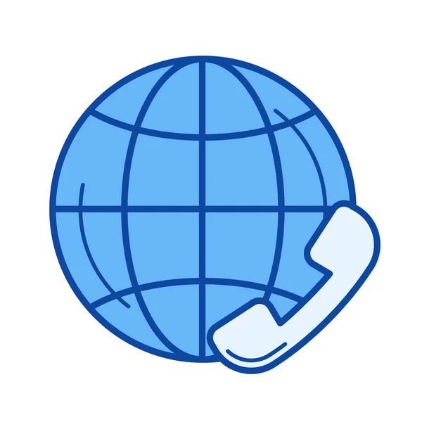 Icono de línea de servicio al cliente global . — Vector de stock