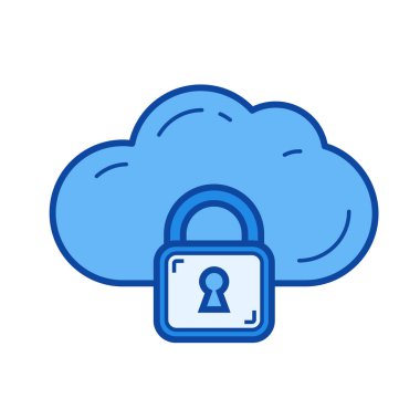 Bulut güvenlik çizgisi simgesi.