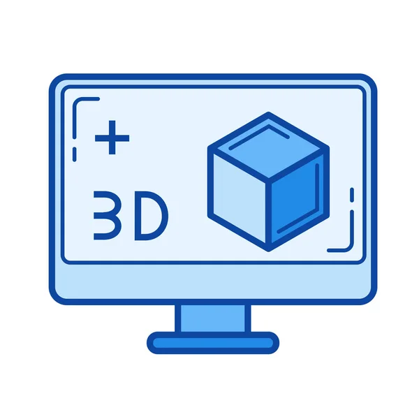 Three d technology line icon. — Stock Vector