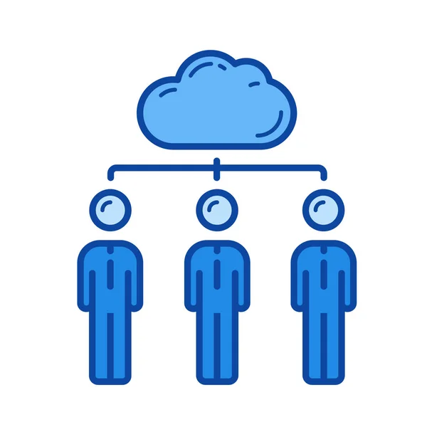 Icona della linea di rete cloud. — Vettoriale Stock