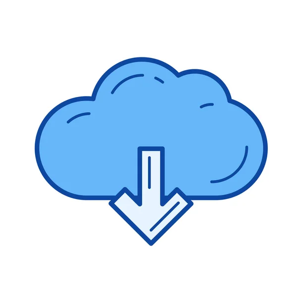 Ikona čáry Cloud stahování. — Stockový vektor