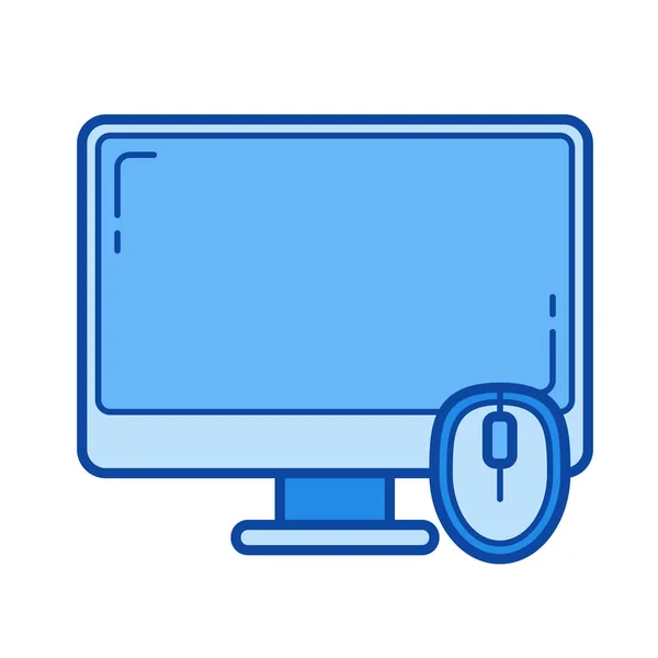 Ordenador icono de línea de escritorio . — Vector de stock