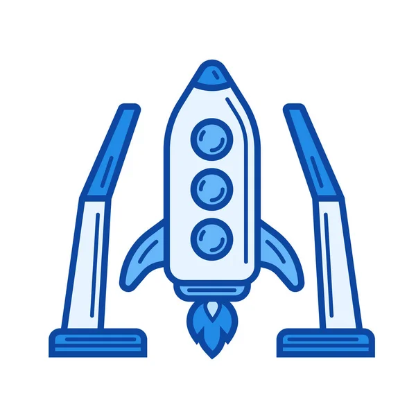 Icono de línea de lanzamiento de nave espacial. — Vector de stock