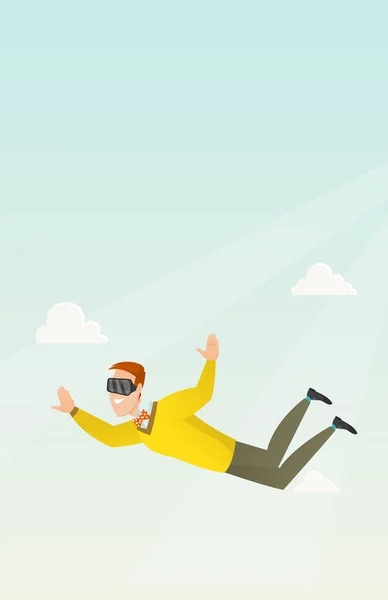 Hombre de negocios con auriculares VR volando en el cielo . — Archivo Imágenes Vectoriales