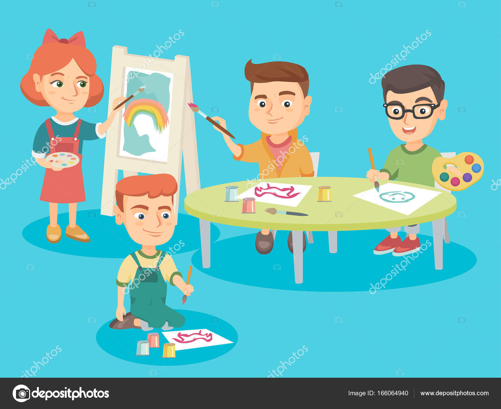 Kaukaski Dzieci Rysunek O Przedszkola Klasa Grafika