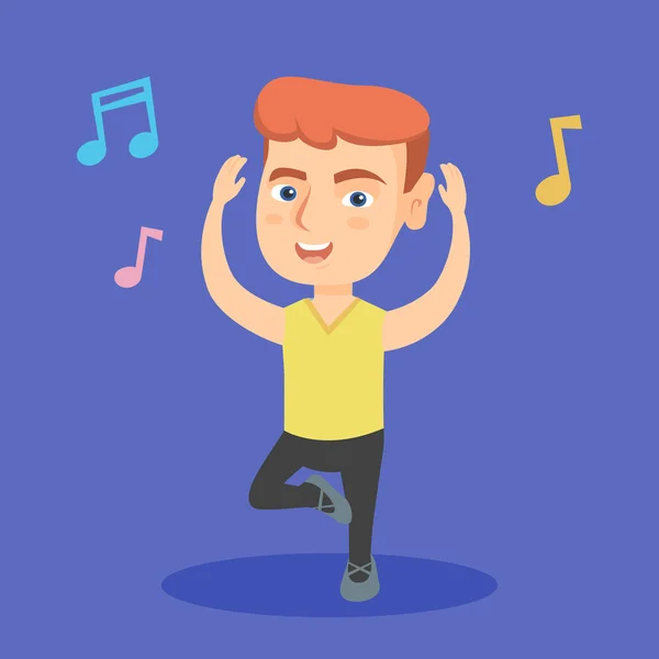 Little caucasian boy dancing. — Stock Vector