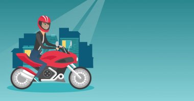 Beyaz kadın gece bir motosiklet sürme