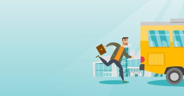 Otobüs koşan beyaz kilise adam.