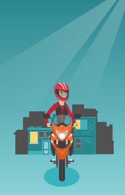 Kafkas kadın gece bir motosiklet sürme.