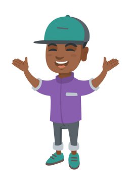 Mutlu Afrikalı Çocuk kaldırdı elleriyle ayakta.