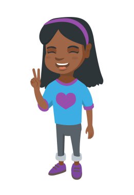 Zafer jest gösterilen Afrikalı küçük kız.