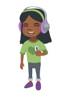 Afrikalı kız kulaklık müzik dinlemek.