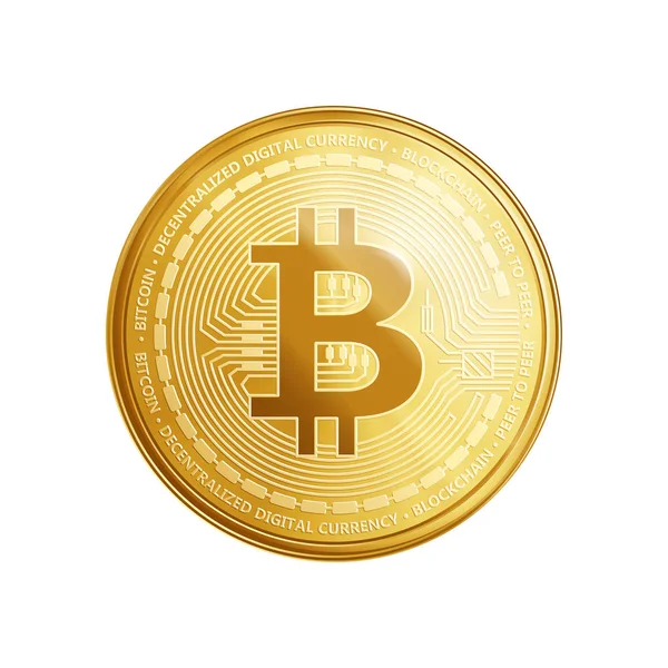 Golden bitcoin coin symbol. — Stock Vector