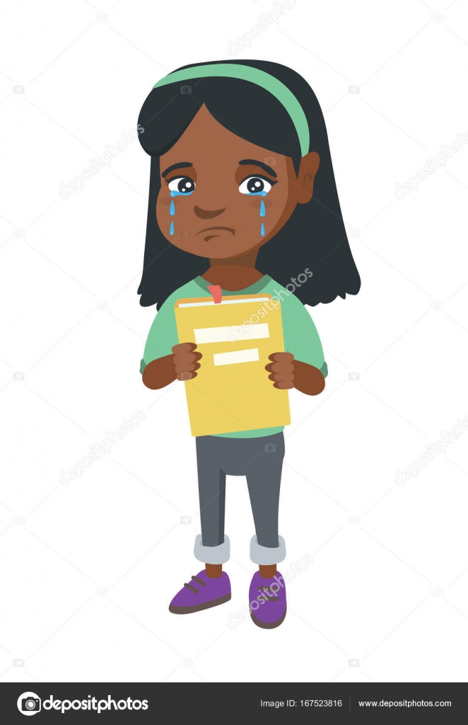 Fille Africaine De Bouleversé Avec Livre Des Larmes Image