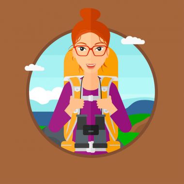 Sırt çantası ile neşeli Gezgin.