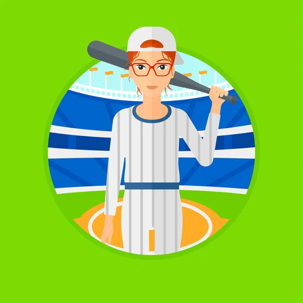 Jugador de béisbol con bate. — Vector de stock