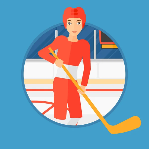 Ice-hockey player with stick. — Stock Vector