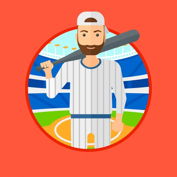 Giocatore di baseball con pipistrello. — Vettoriale Stock