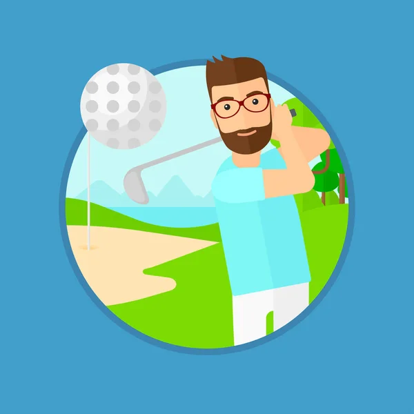 Golfista golpeando la pelota . — Vector de stock
