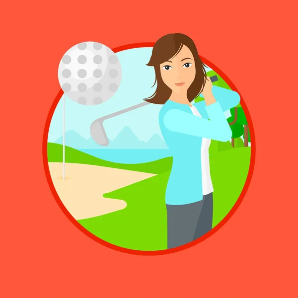 Golfista golpeando la pelota . — Vector de stock